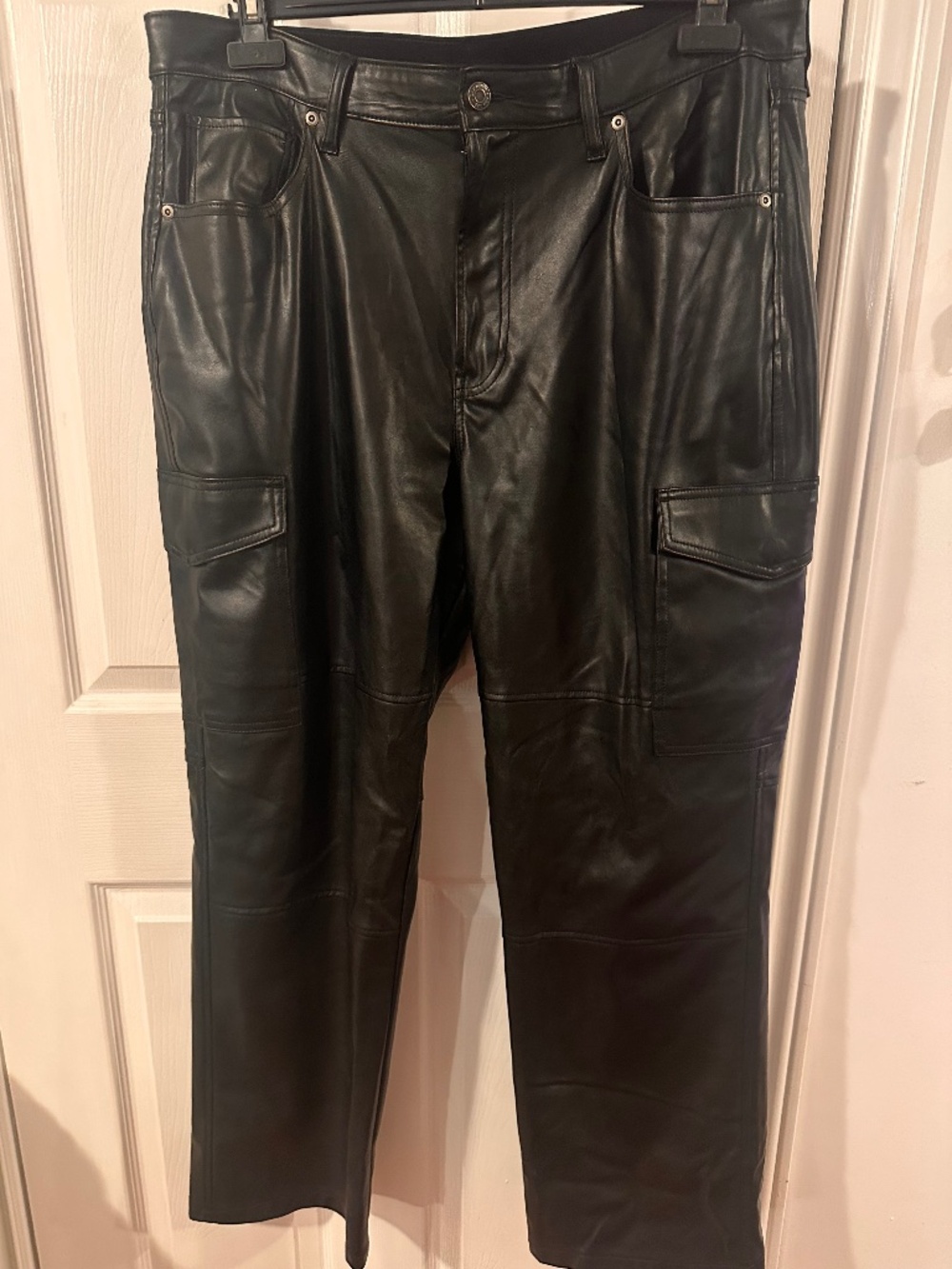 Faux Leather Cargo Pants